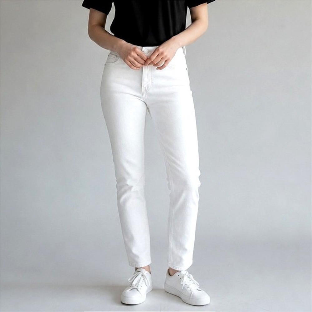 NYDJ Womens White Straight Leg Jeans Size 10 Stretch Denim‎ Made in USA Mid Rise